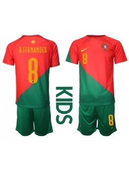 Portugal Bruno Fernandes #8 Replika Hemmakläder Barn VM 2022 Kortärmad (+ byxor)